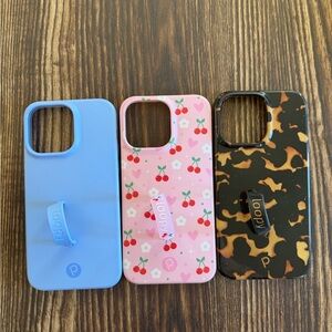 Loopy Case Trio - Sky Blue, Cherry Pink, Tortoise Brown 14 Pro Max